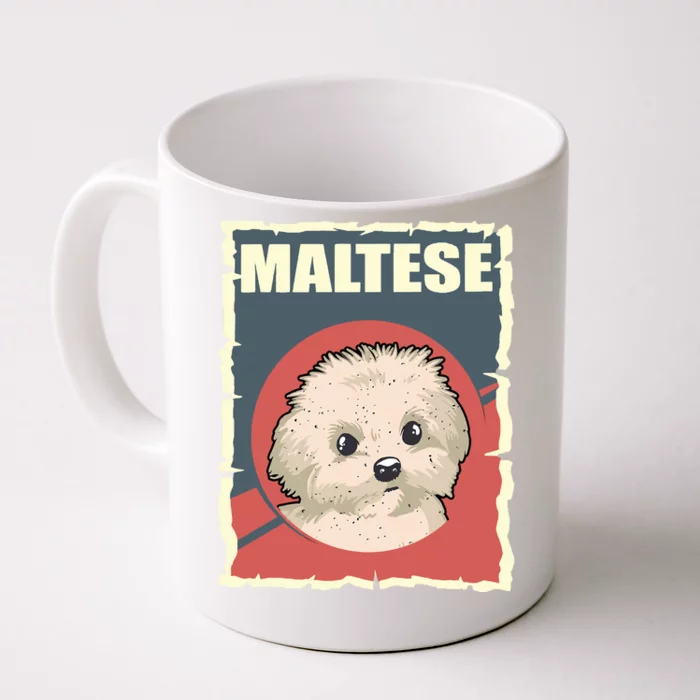 Maltese Vintage Dog Poster Design Front & Back Coffee Mug