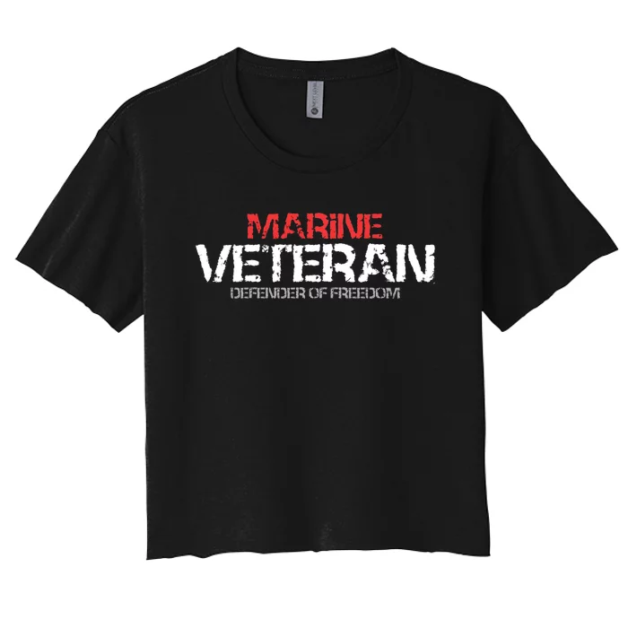 Marine Veteran Defender Of Freedom Women's Crop Top Tee