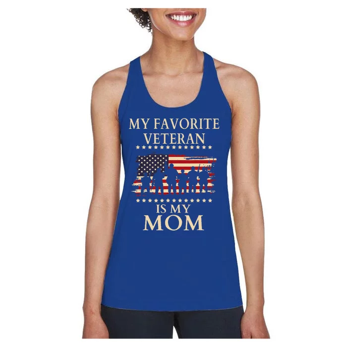 MoM Veterans Day Military My Favorite Veteran Is My Mom Women's Racerback Tank