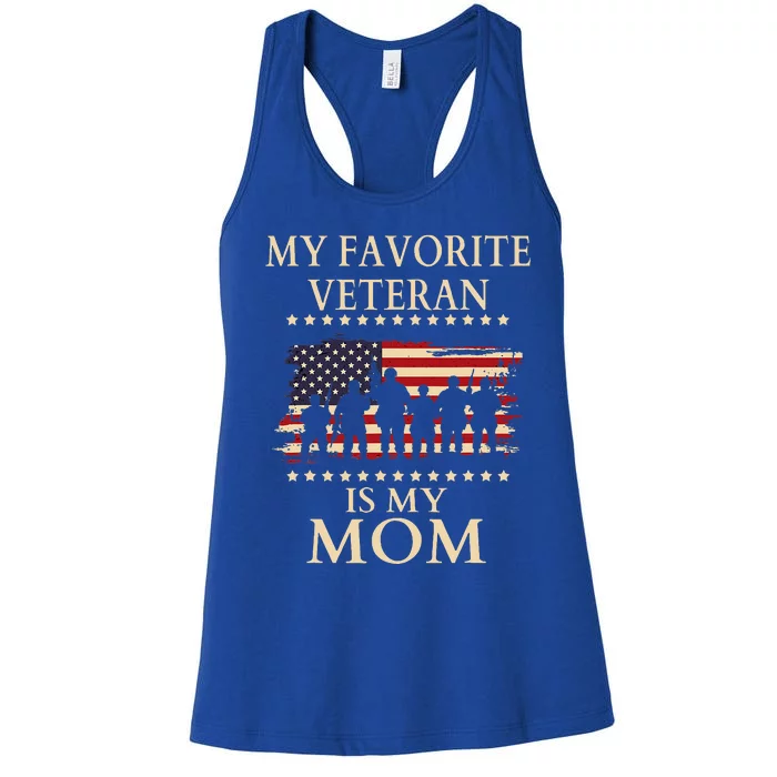 MoM Veterans Day Military My Favorite Veteran Is My Mom Women's Racerback Tank