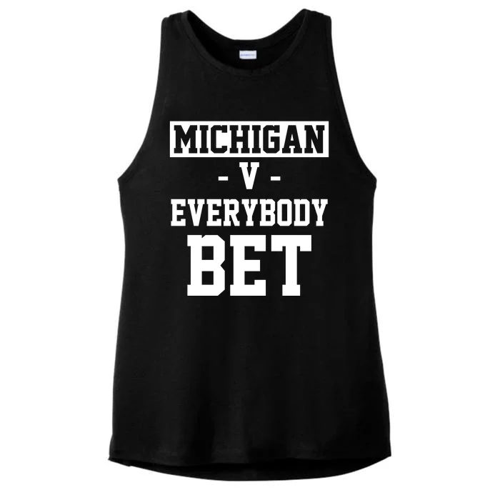 Michigan V Everybody Bet Football Fan Ladies Tri-Blend Wicking Tank