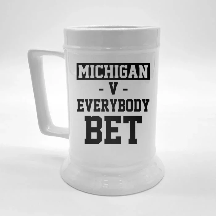 Michigan V Everybody Bet Football Fan Front & Back Beer Stein