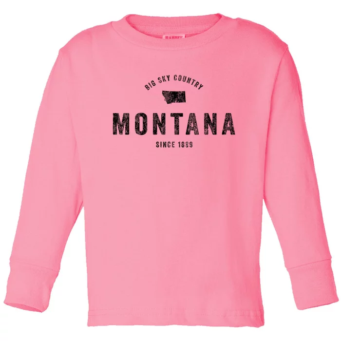 Montana Vintage Established Sports Design Retro Mt Toddler Long Sleeve Shirt