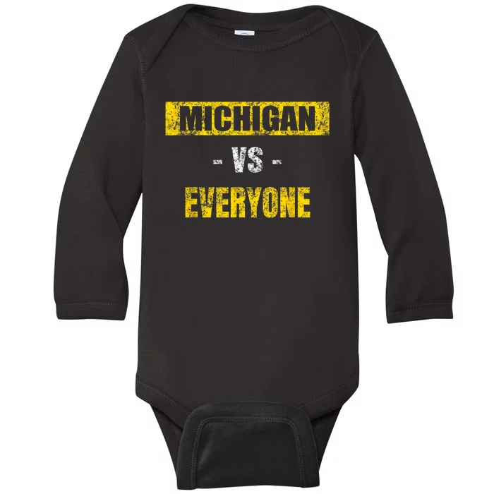 Michigan Vs. Everyone Vintage Michigan Revenge Tour Baby Long Sleeve Bodysuit