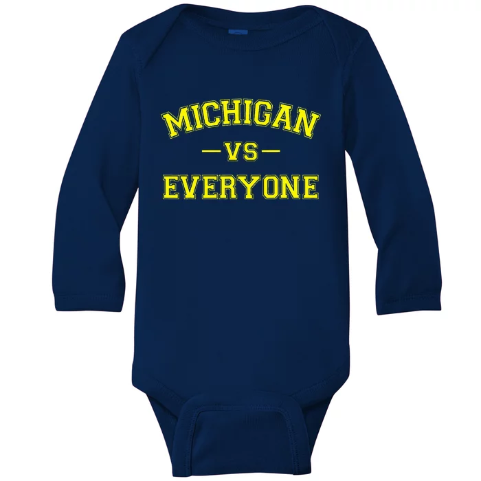 Michigan vs Everyone Funny Battle Baby Long Sleeve Bodysuit