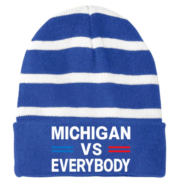 Michigan Vs Everyone Everybody Striped Beanie with Solid Band