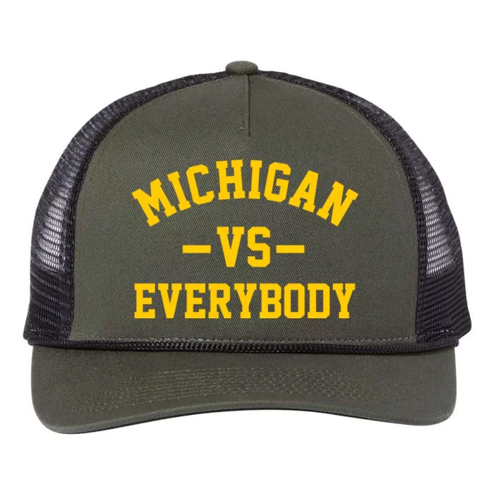 Michigan Vs Everyone Everybody Quote Retro Rope Trucker Hat Cap