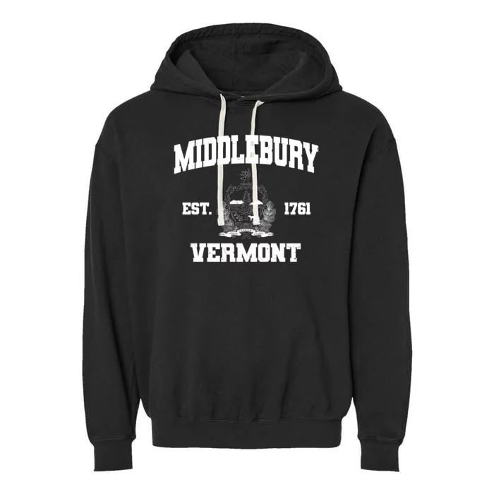 Middlebury Vermont Est 1761 Varsity Logo Garment-Dyed Fleece Hoodie