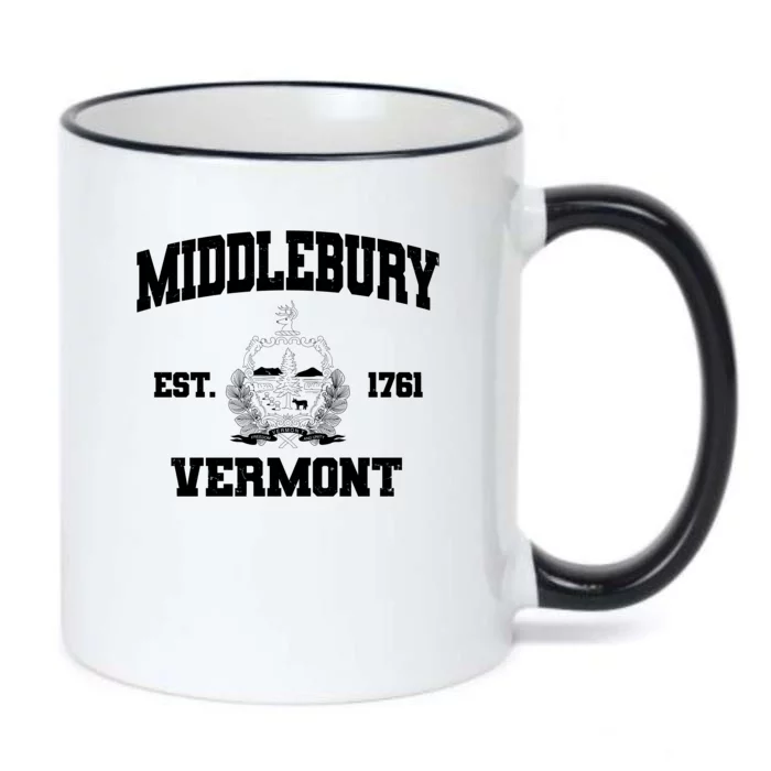 Middlebury Vermont Est 1761 Varsity Logo Black Color Changing Mug