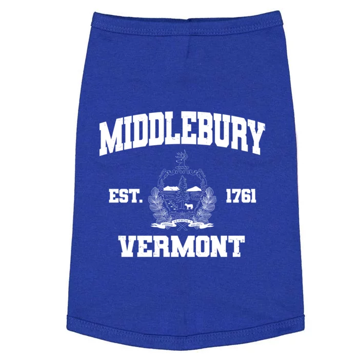 Middlebury Vermont Est 1761 Varsity Logo Doggie Tank