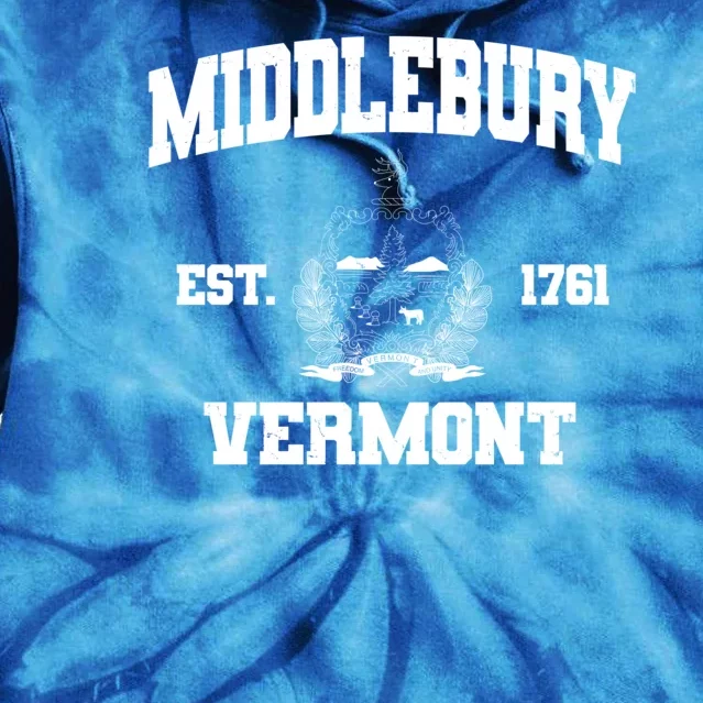 Middlebury Vermont Est 1761 Varsity Logo Tie Dye Hoodie