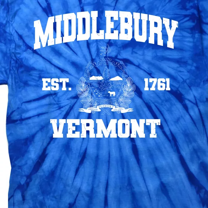 Middlebury Vermont Est 1761 Varsity Logo Tie-Dye T-Shirt