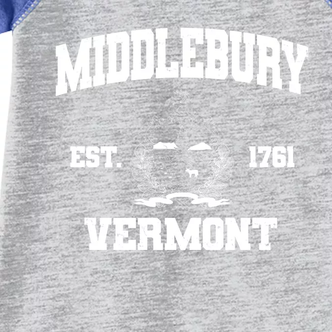 Middlebury Vermont Est 1761 Varsity Logo Infant Baby Jersey Bodysuit