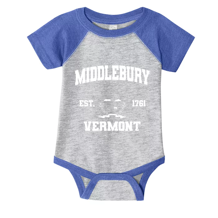 Middlebury Vermont Est 1761 Varsity Logo Infant Baby Jersey Bodysuit