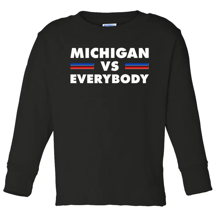 Michigan Vs Everybody Retro Toddler Long Sleeve Shirt