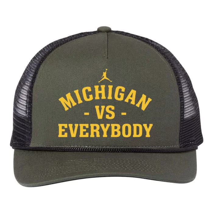 Michigan vs Everyone Everybody Quote Funny Retro Rope Trucker Hat Cap