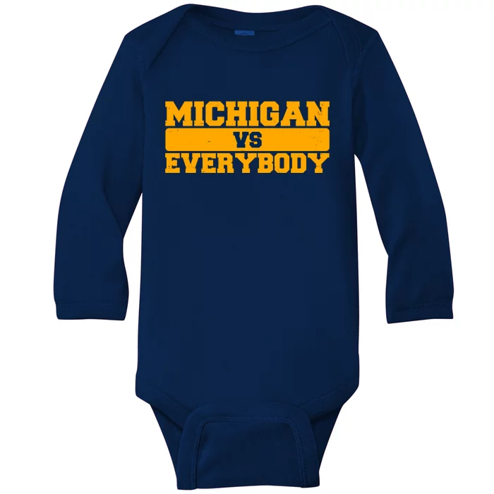 Michigan Versus Everybody Football Sports Fan Baby Long Sleeve Bodysuit