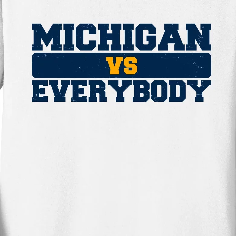 Michigan Versus Everybody Football Sports Fan Kids Long Sleeve Shirt