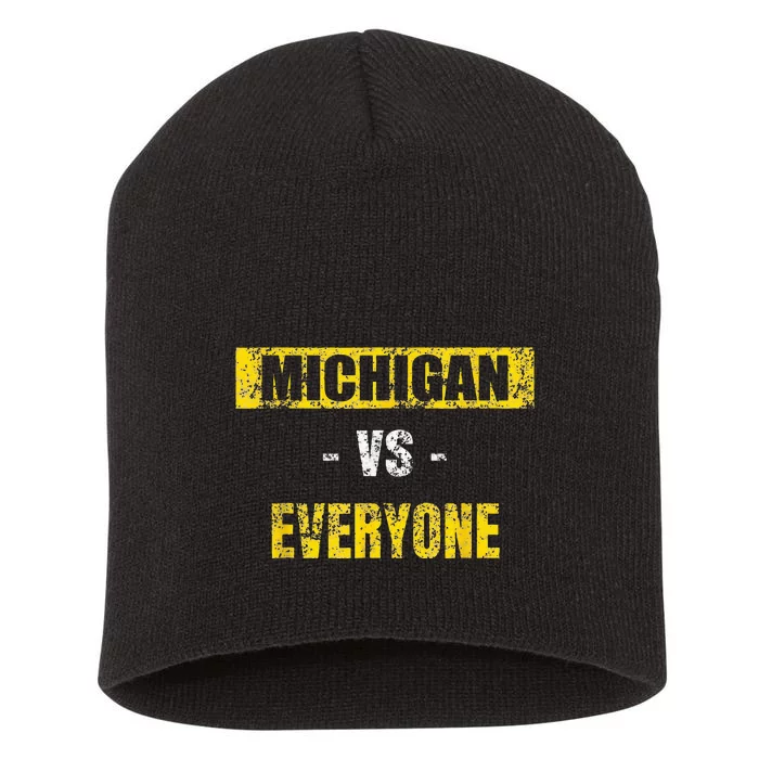 michigan vs everyone michigan revenge tour Short Acrylic Beanie