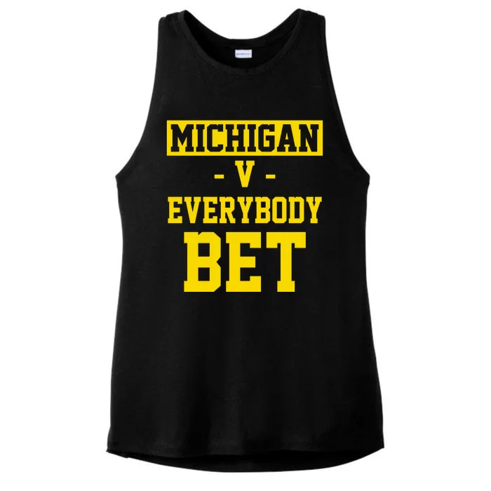 Michigan V Everybody Bet Ladies Tri-Blend Wicking Tank