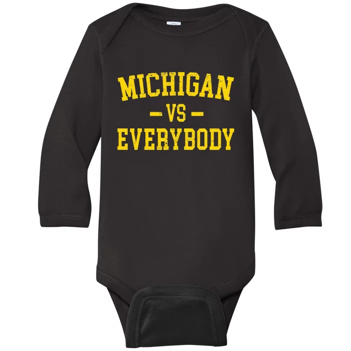 Michigan vs Everyone Everybody Quotes Baby Long Sleeve Bodysuit