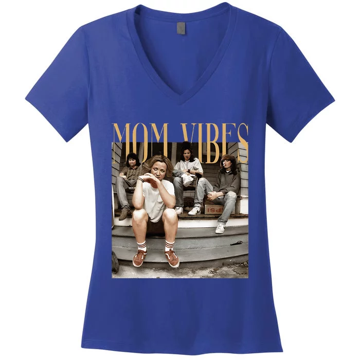 Mom Vibes Funny 70s 80s 90s Mama Mom Show Women's V-Neck T-Shirt