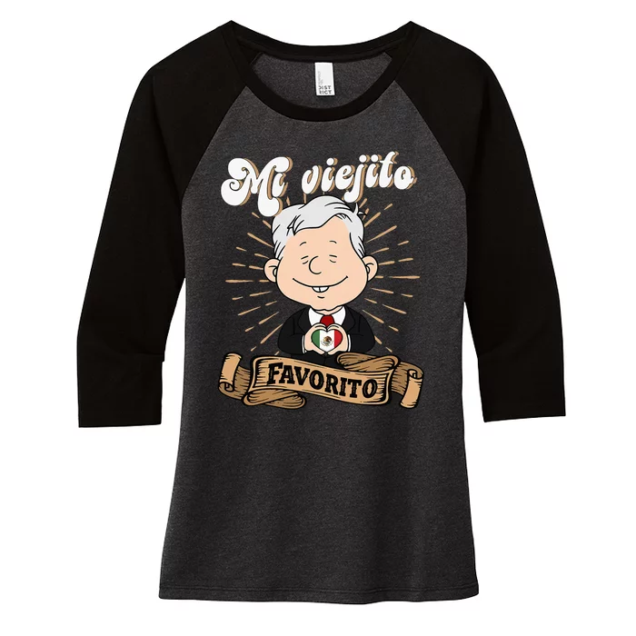 Mi Viejito Favorito. Amlover Mexican President Women's Tri-Blend 3/4-Sleeve Raglan Shirt