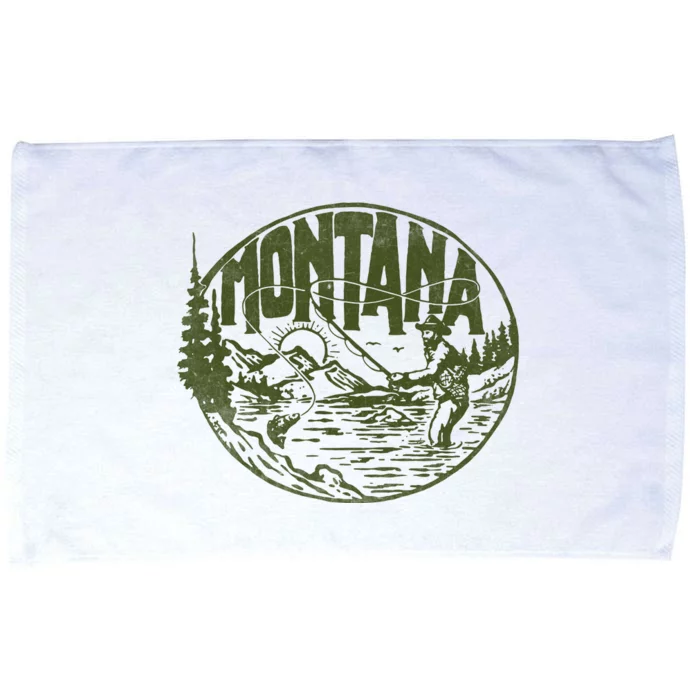 Montana Vintage Fly Fishing Retro Trout Stream Outdoor Microfiber Hand Towel