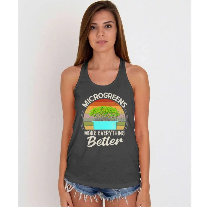 Microgreens Vegan Funny Microgreen Farmer Gardening Women's Knotted Racerback Tank