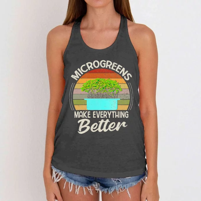 Microgreens Vegan Funny Microgreen Farmer Gardening Women's Knotted Racerback Tank