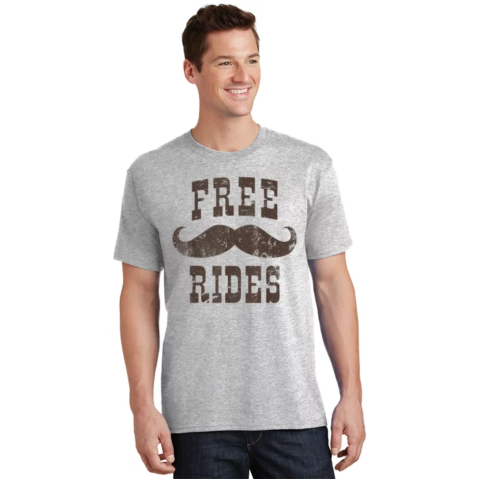 Mens Vintage Free Mustache Rides Funny T-Shirt