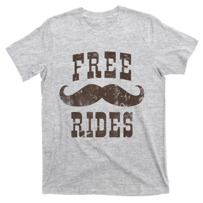 Mens Vintage Free Mustache Rides Funny T-Shirt