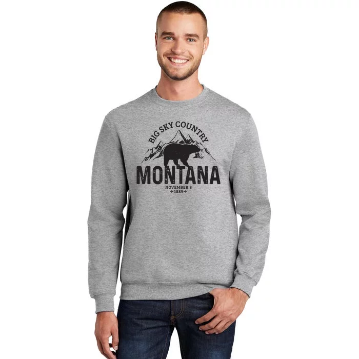 Montana Vintage Grizzly Bear Camping Hiking Souvenir Gift Tall Sweatshirt