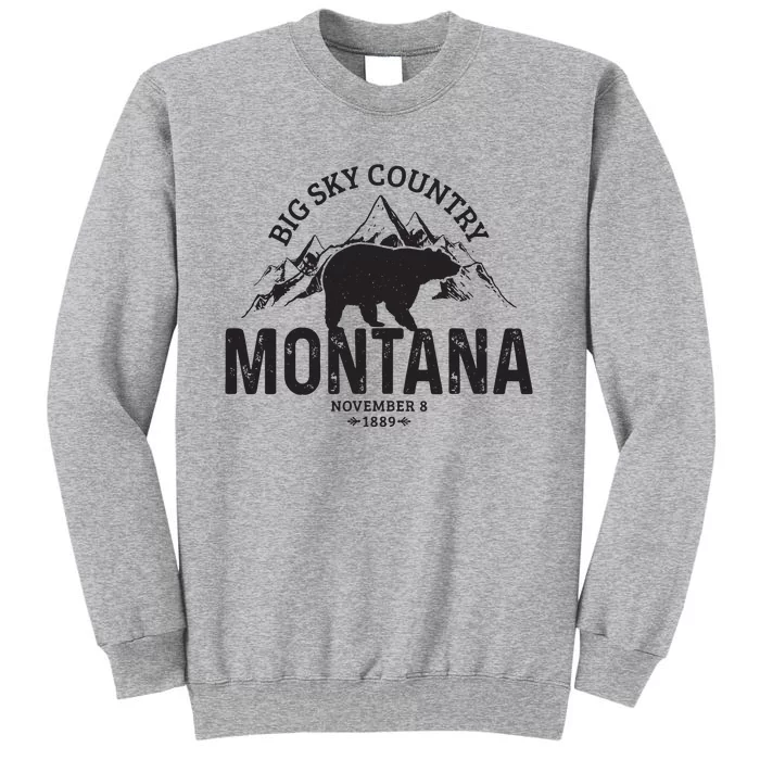 Montana Vintage Grizzly Bear Camping Hiking Souvenir Gift Tall Sweatshirt