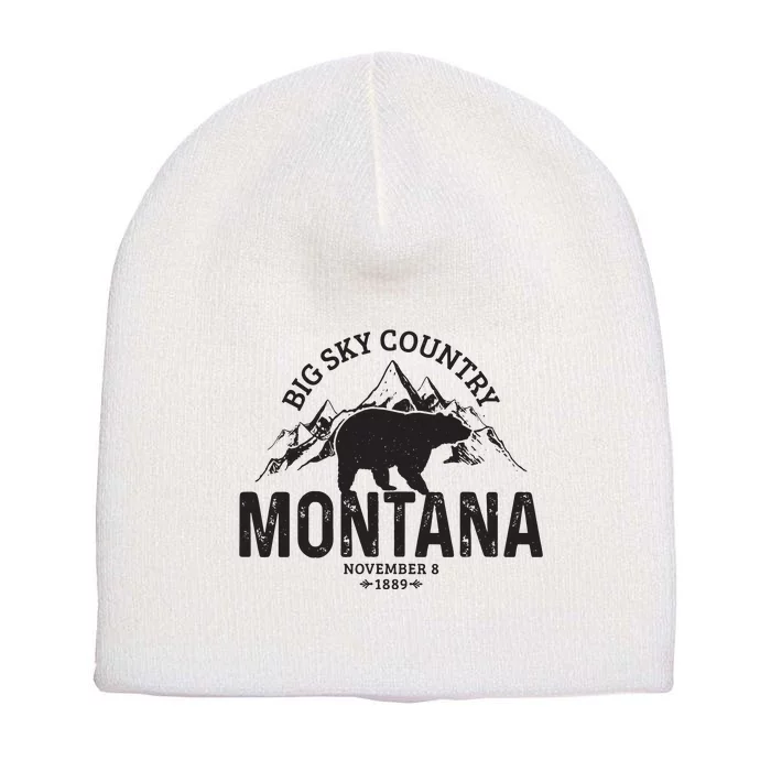 Montana Vintage Grizzly Bear Camping Hiking Souvenir Gift Short Acrylic Beanie