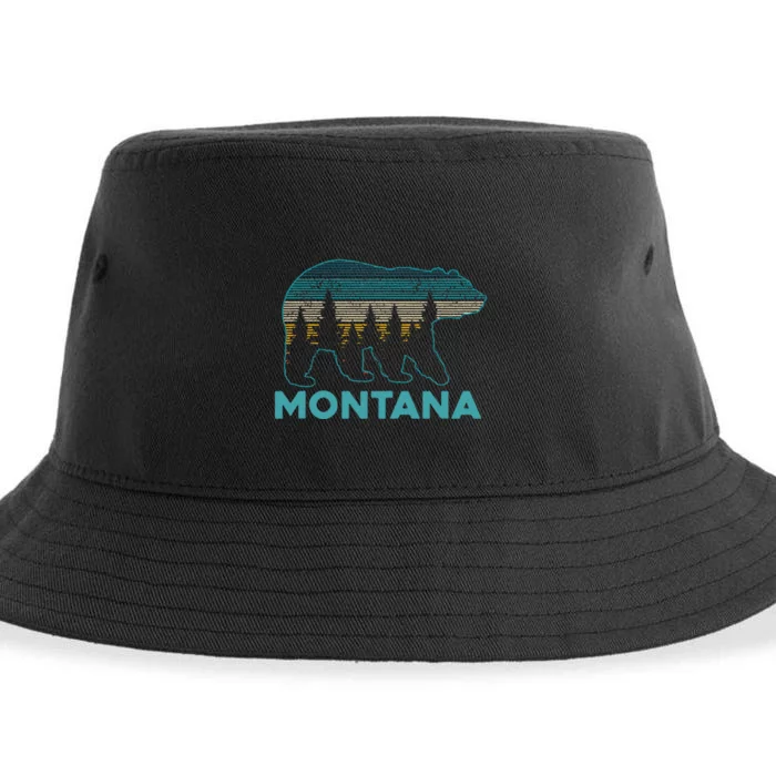 Montana Vintage Grizzly Bear Nature Hiking Souvenir Gift Sustainable Bucket Hat