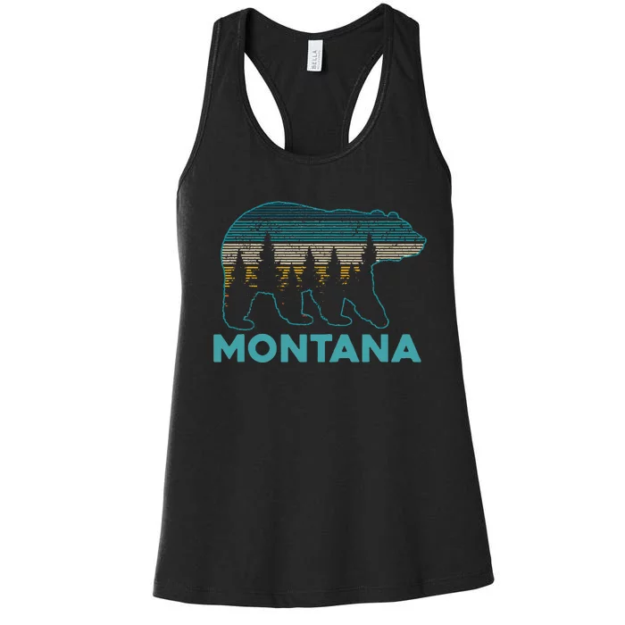 Montana Vintage Grizzly Bear Nature Hiking Souvenir Gift Women's Racerback Tank