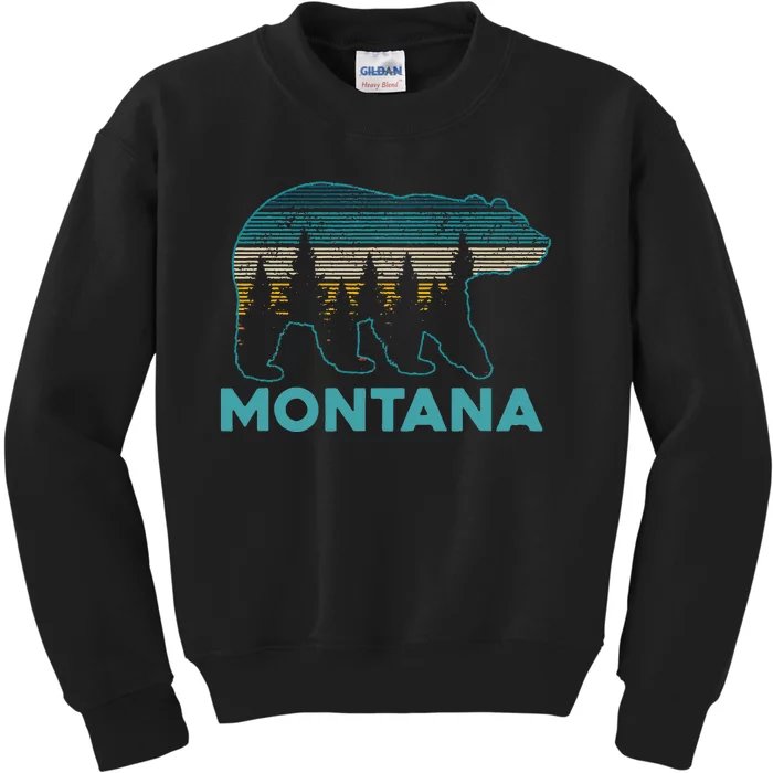 Montana Vintage Grizzly Bear Nature Hiking Souvenir Gift Kids Sweatshirt