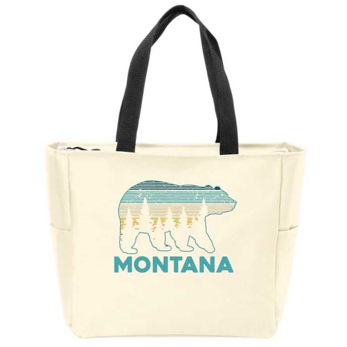 Montana Vintage Grizzly Bear Nature Hiking Souvenir Gift Zip Tote Bag