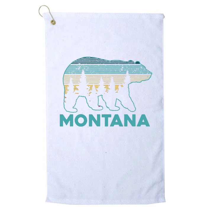 Montana Vintage Grizzly Bear Nature Hiking Souvenir Gift Platinum Collection Golf Towel