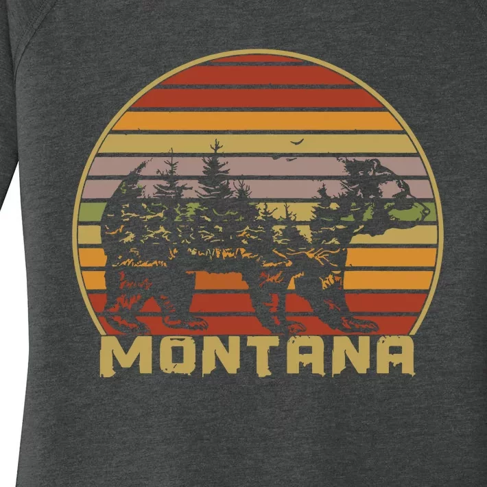 Montana Vintage Grizzly Bear Nature Retro Women's Perfect Tri Tunic Long Sleeve Shirt