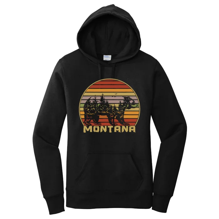 Montana Vintage Grizzly Bear Nature Retro Women's Pullover Hoodie