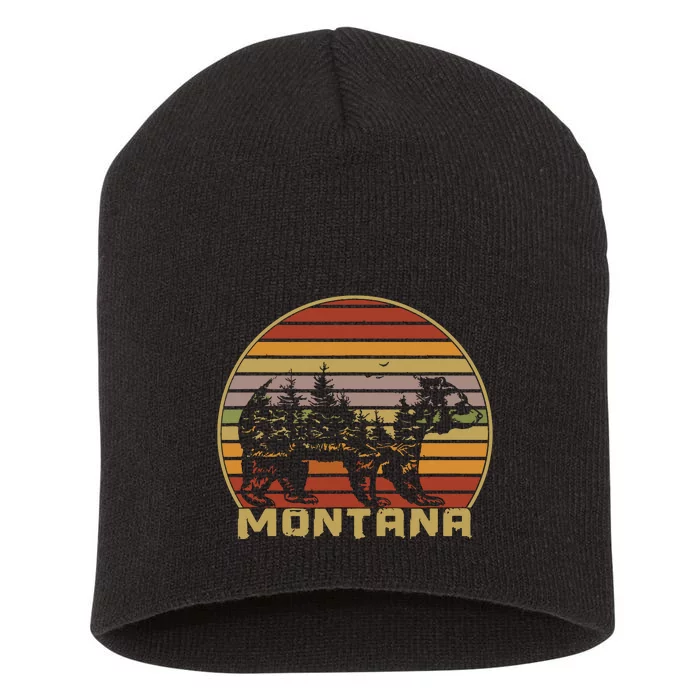 Montana Vintage Grizzly Bear Nature Retro Short Acrylic Beanie