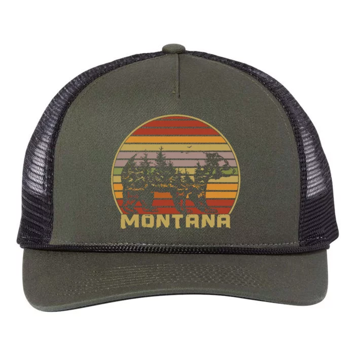 Montana Vintage Grizzly Bear Nature Retro Retro Rope Trucker Hat Cap