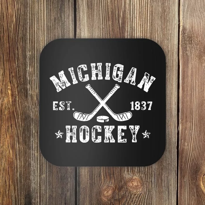 Michigan Vintage Hockey Funny Hockey Sticks Sports Lover Coaster