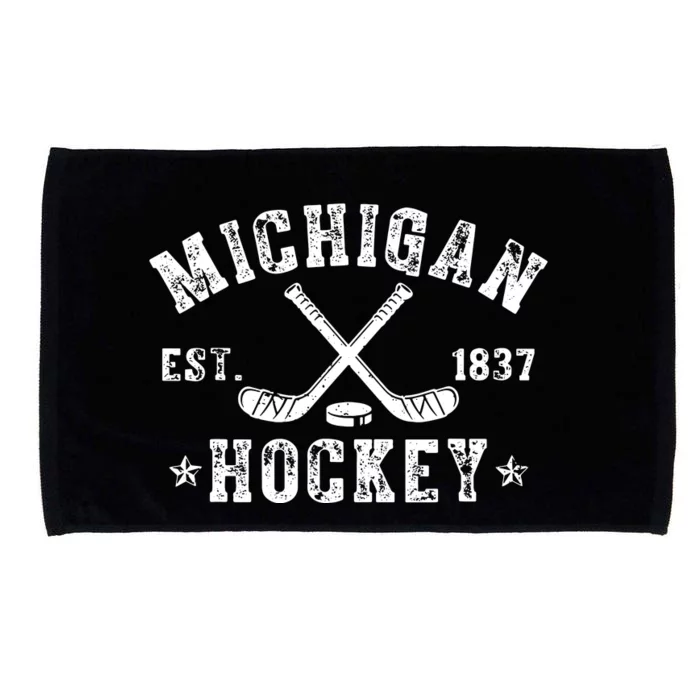 Michigan Vintage Hockey Funny Hockey Sticks Sports Lover Microfiber Hand Towel