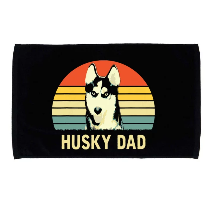 Men Vintage Husky Dad Fathers Day Gifts For Dog Lover Microfiber Hand Towel