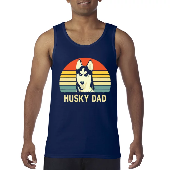 Men Vintage Husky Dad Fathers Day Gifts For Dog Lover Tank Top