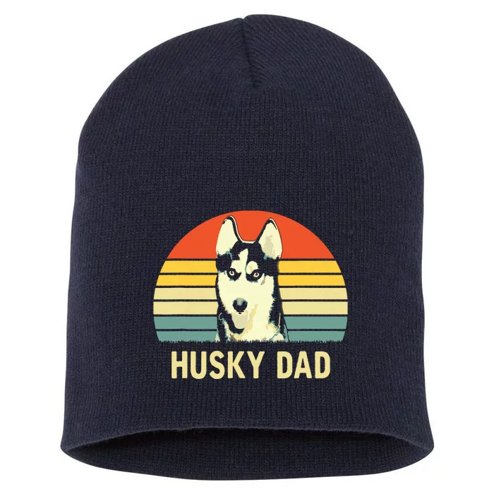 Men Vintage Husky Dad Fathers Day Gifts For Dog Lover Short Acrylic Beanie