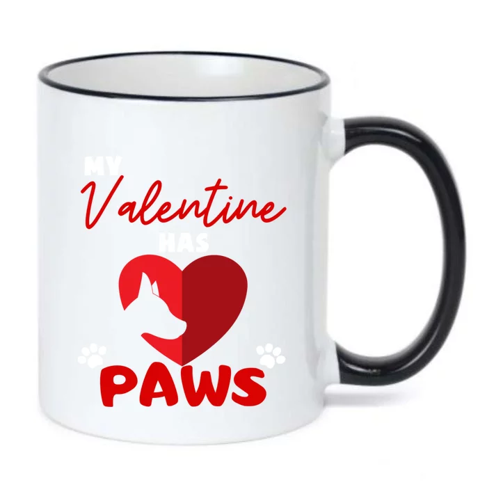 My Valentine Has Paws Dog Lover Valentines Day Gift Black Color Changing Mug